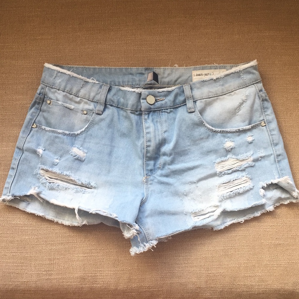 Banjara Distressed Cutoff Light Denim Shorts 28